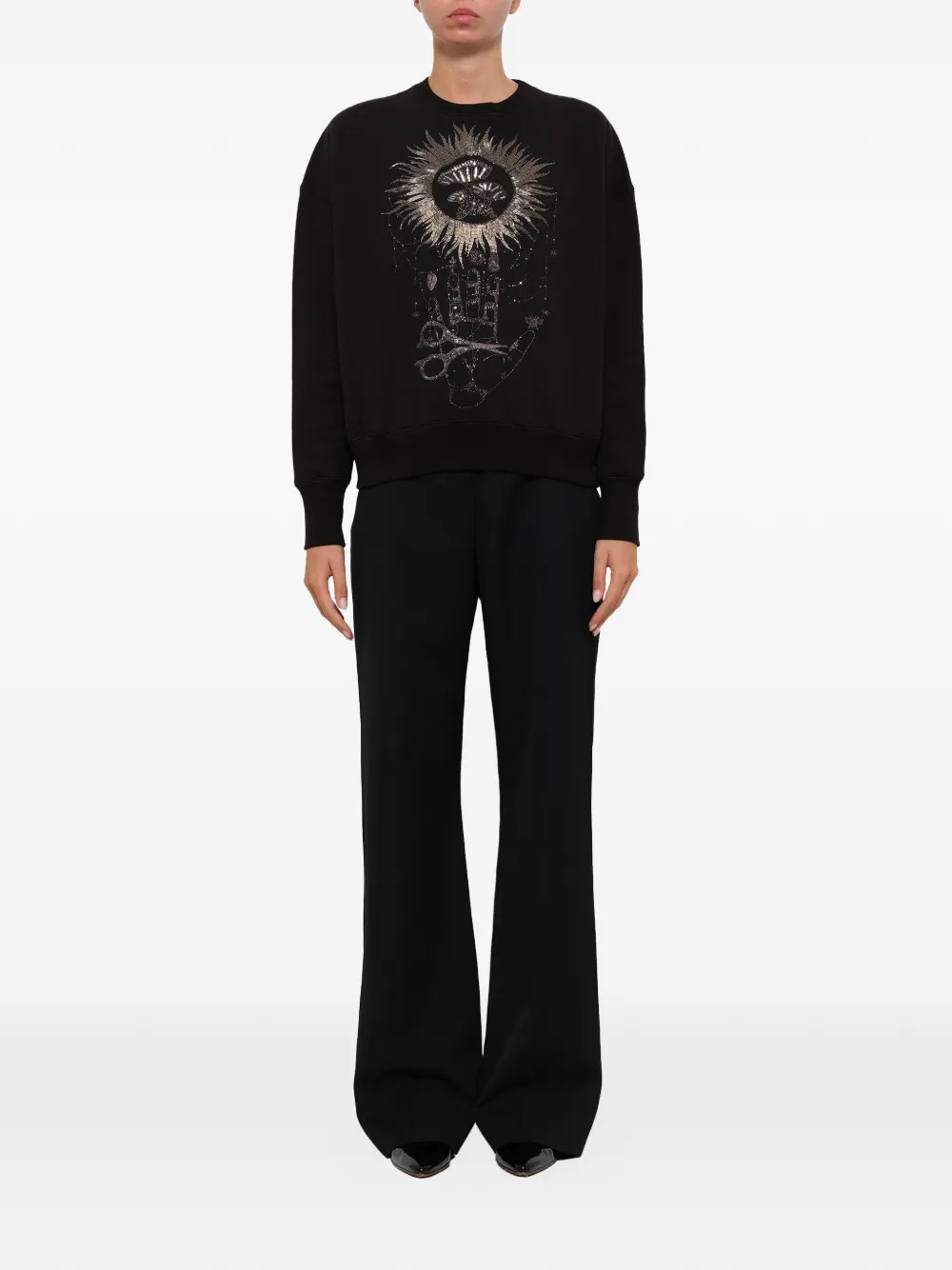  Alexander Mcqueen Sweatshirt Mit Prägung   Schwarz 