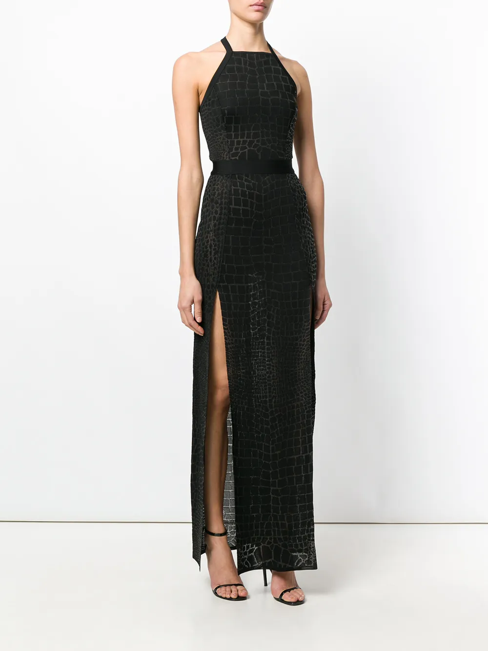 Balmain crocodile effect gown Zwart