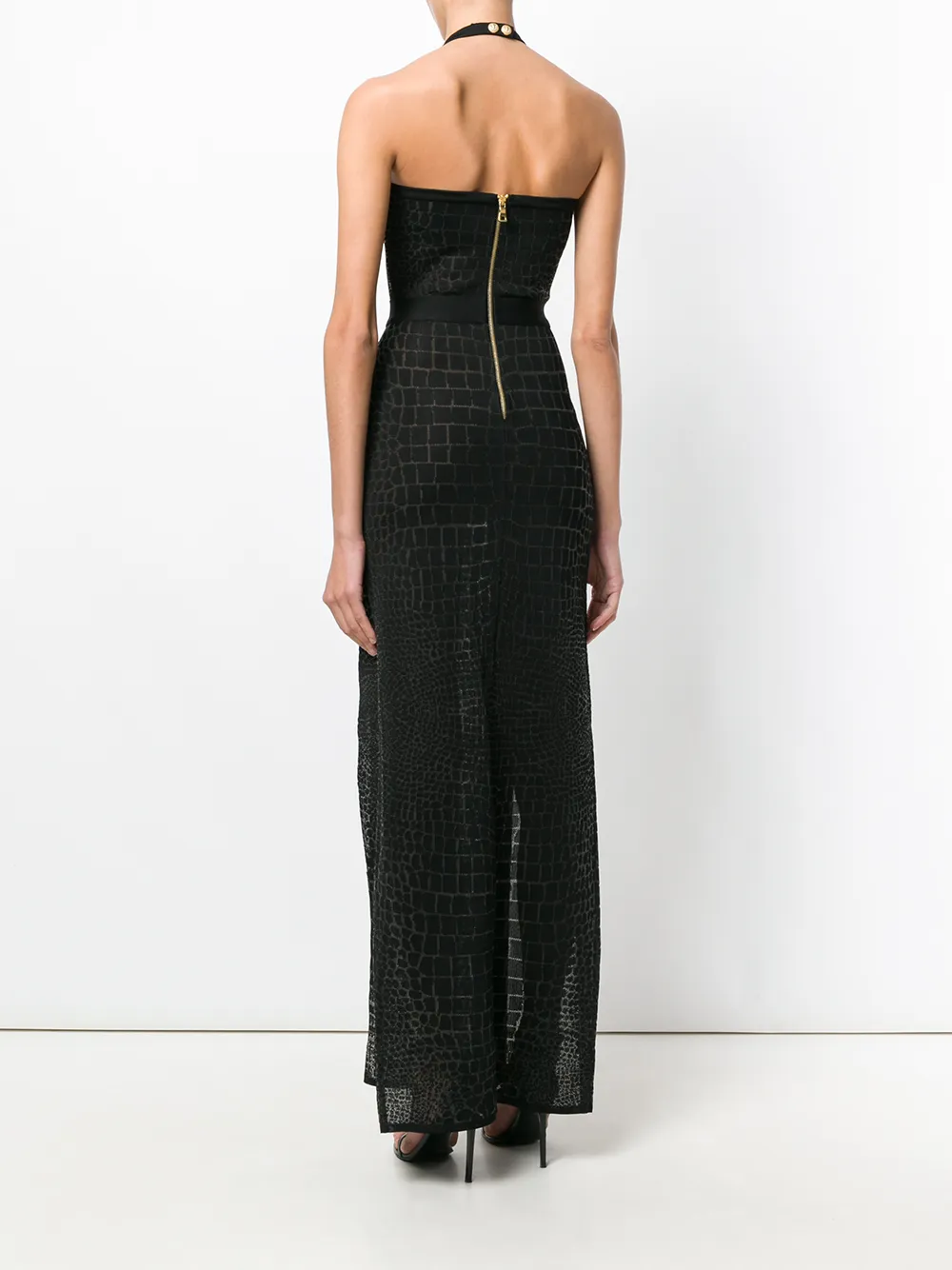 Balmain crocodile effect gown Zwart