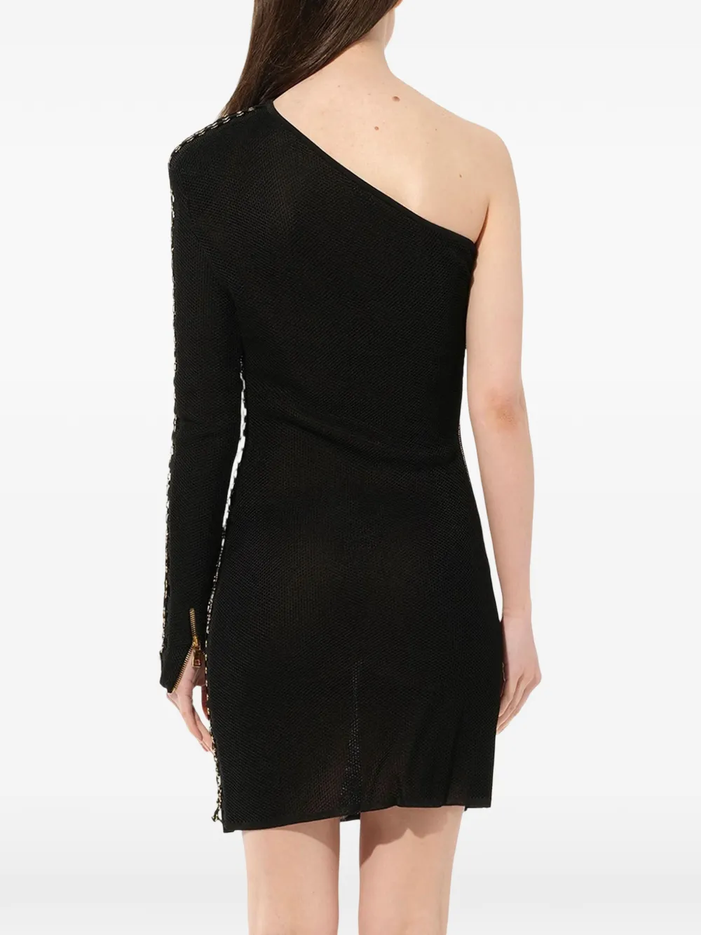 Balmain one-shoulder slim dress Zwart