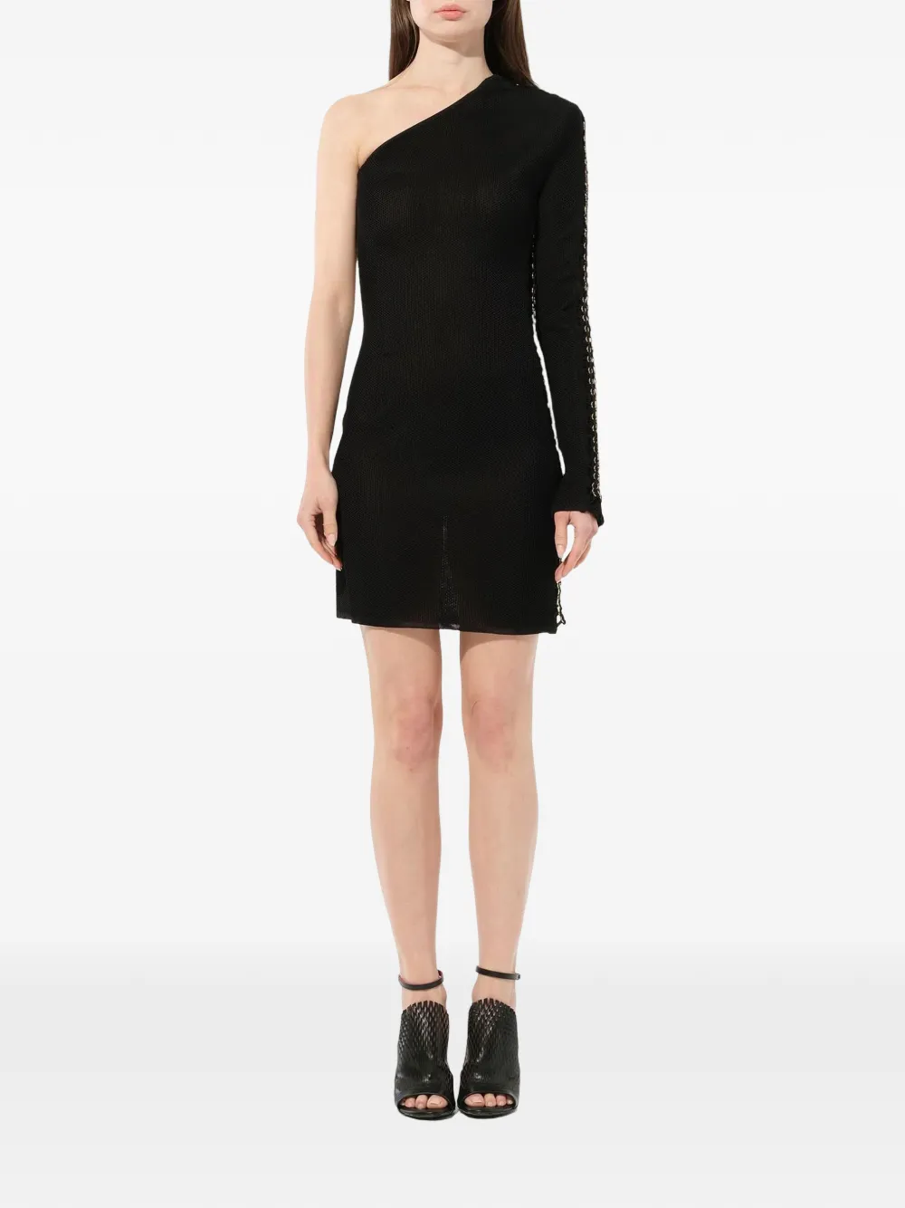 Balmain one-shoulder slim dress Zwart