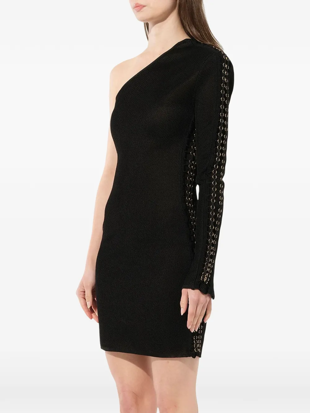 Balmain one-shoulder slim dress Zwart