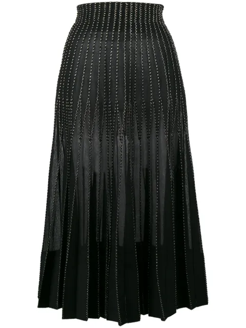 Alexander McQueen Metallic embroidered silk maxi skirt
