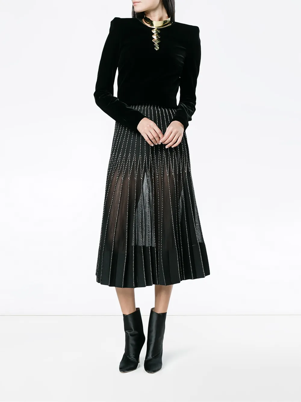  Alexander Mcqueen Maxirock Mit Stickerei   Schwarz 