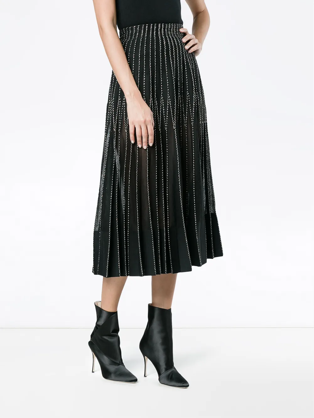  Alexander Mcqueen Maxirock Mit Stickerei   Schwarz 