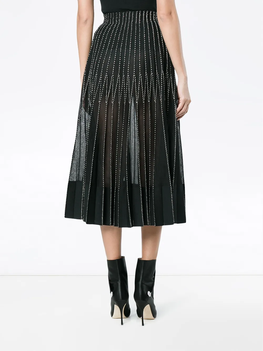 Alexander McQueen Metallic geborduurde zijden maxi rok Zwart