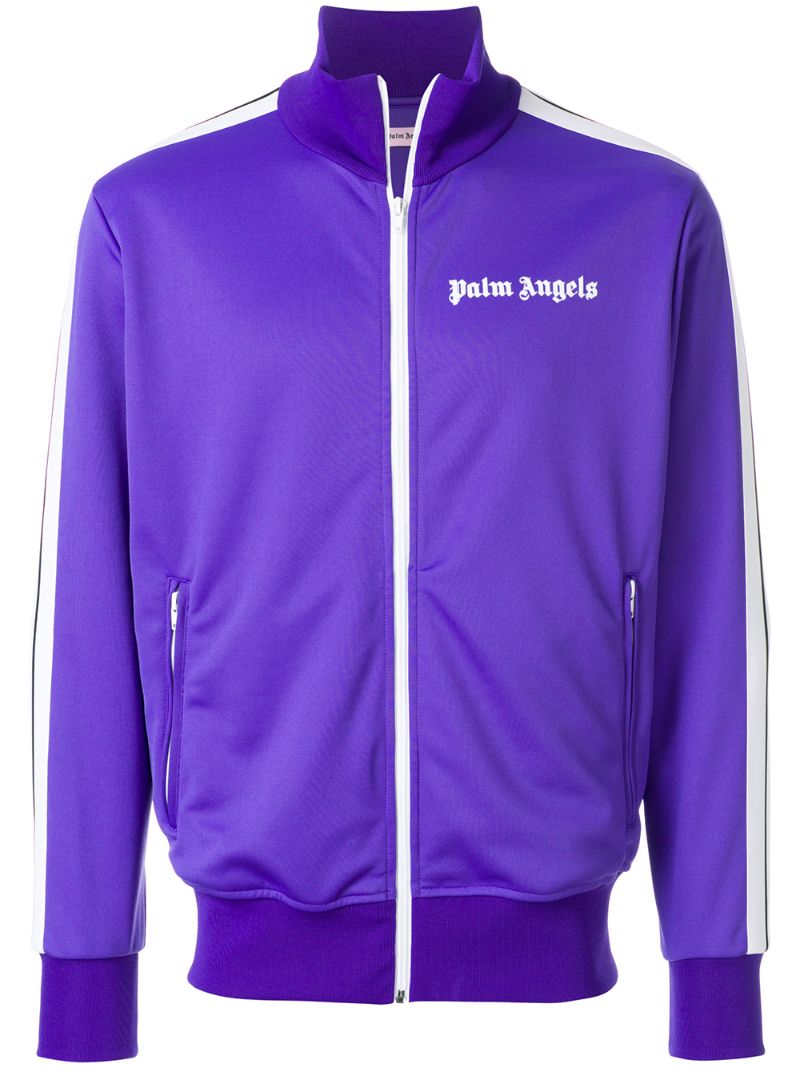 PALM ANGELS Purple Striped Jersey Sweatshirt | ModeSens