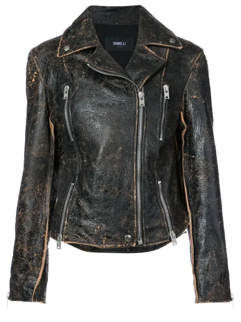 Yang Li Faded Finish Biker Jacket 2 939 Aw17 Fast Yang Li Faded Finish Biker Jacket