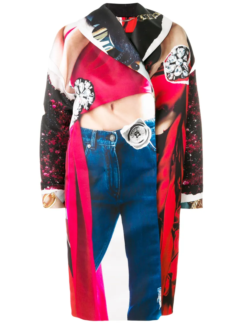 照片拼贴印花大衣