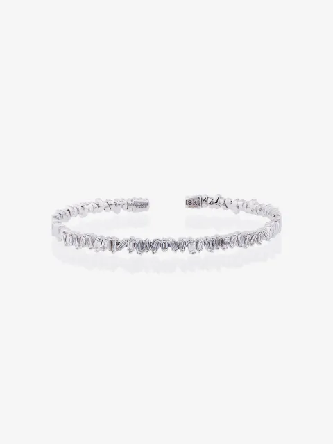 Suzanne Kalan 18K white gold and diamond Fireworks Classic baguette bangle