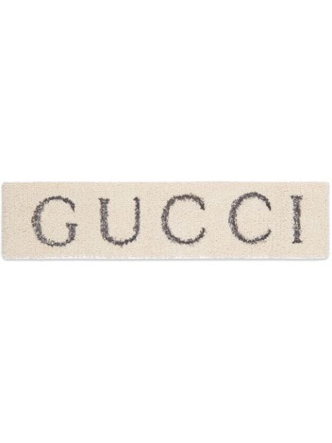 Gucci white stretch knit logo headband