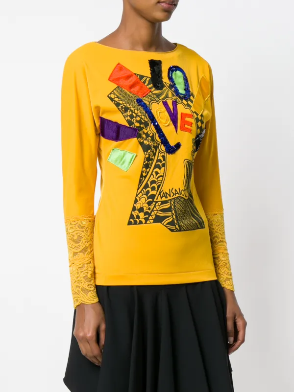 Kansai Yamamoto Pre-Owned 1990s appliqué-detail long-sleeve T  