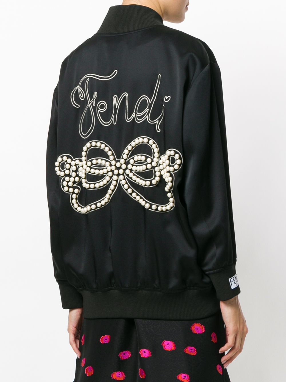 фото Fendi куртка-бомбер с рисунком с логотипом сзади