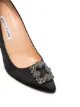 Manolo Blahnik Black Hangisi Buckle 105 Satin Pumps