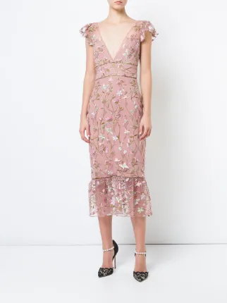 Marchesa Notte Fl Embroidered Midi Dress Farfetch Marchesa Notte Fl Embroidered Midi Dress