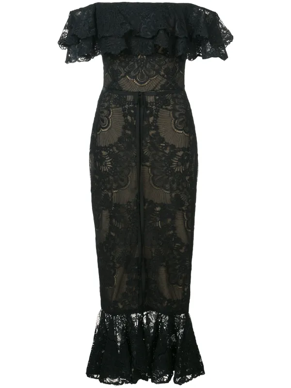 off shoulder fitted gown