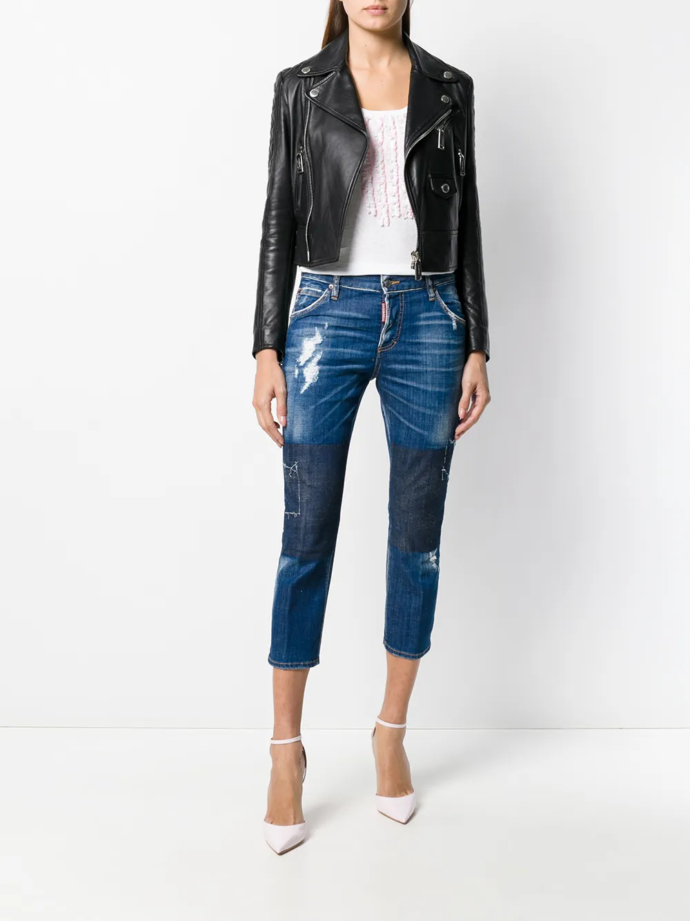 DSQUARED2 Cropped jeans met rechte pijpen Blauw