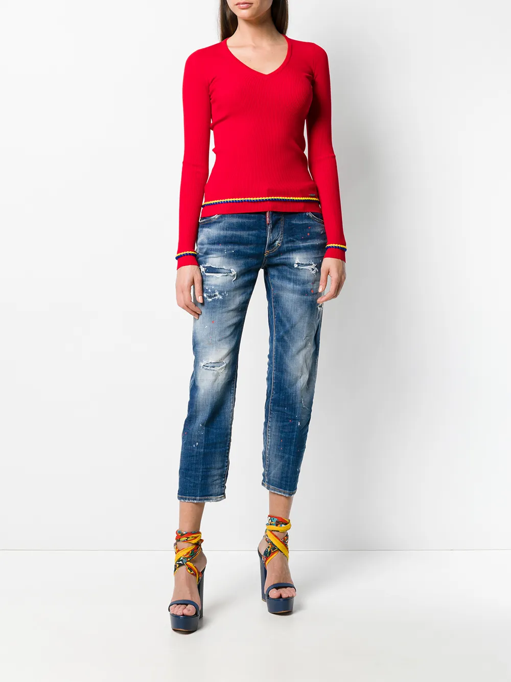 DSQUARED2 cropped jeans met rechte pijpen Blauw