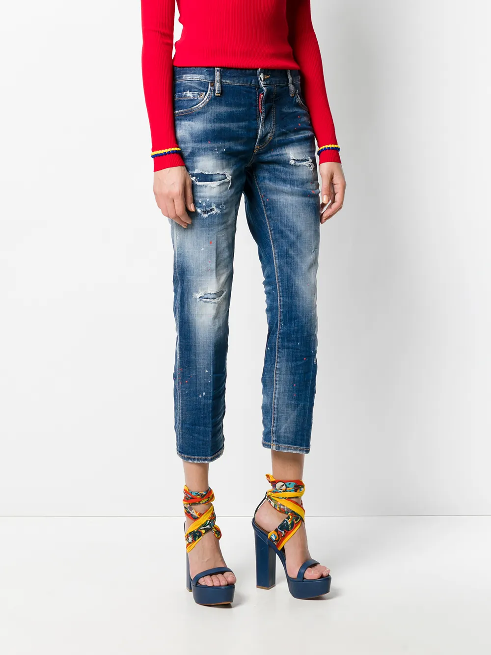 DSQUARED2 cropped jeans met rechte pijpen Blauw