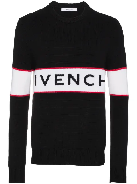 Click to view more detailed imagery on our partner's website Givenchy Logo Intarsia Wool Pullover In Multicolor In 001 Black