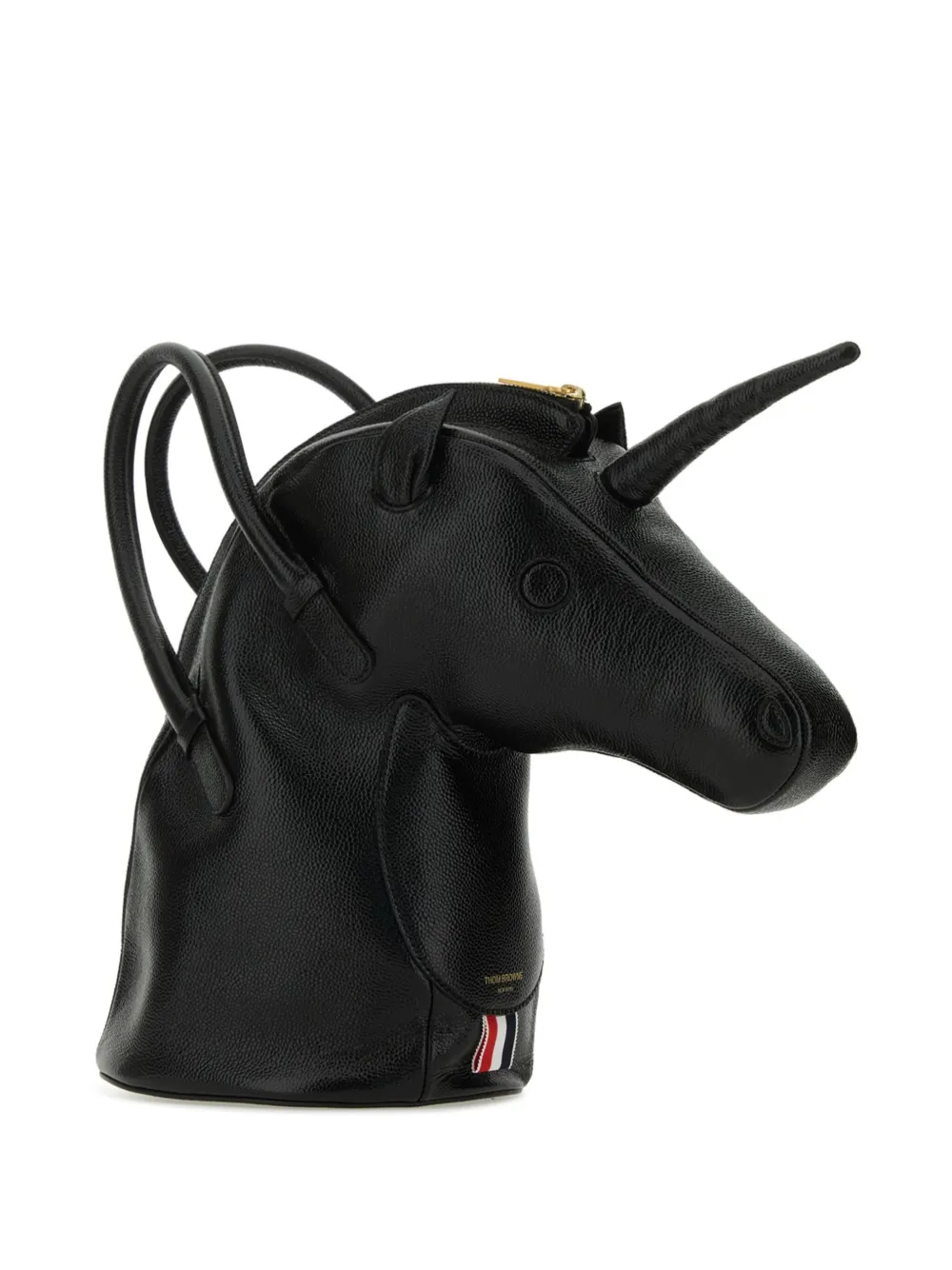 Thom Browne Unicorn Bag In Pebble Lucido Leather Zwart