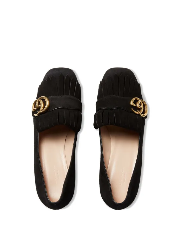 gucci suede mid heel slide