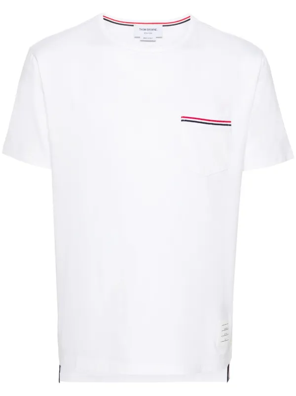 Tシャツ・カットソー Thom Browne White t-shirt Thom Browne RWB-stripe Cotton T-shirt | White | FARFETCH