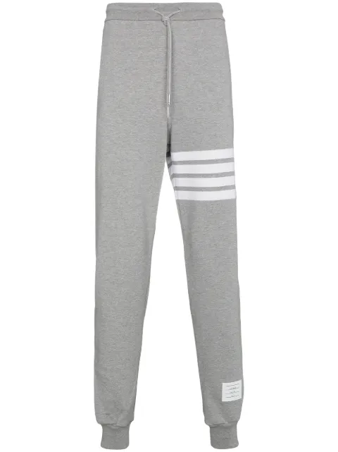 Click to view more detailed imagery on our partner's website Thom Browne Classic Drawstring Sweatpants With Stripe Detail, Light Gray/optic White In Light Grey 068