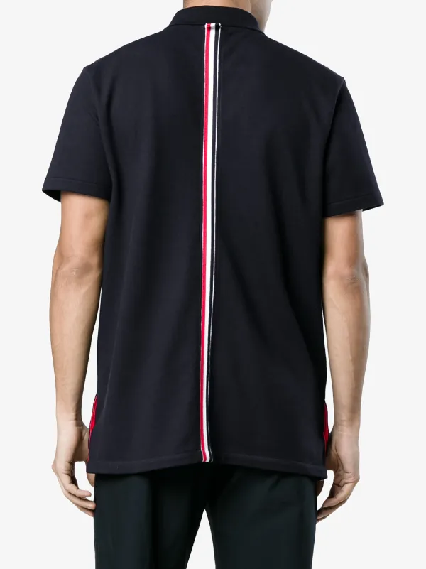 Thom Browne Center-Back Stripe Piqué Polo | Blue | FARFETCH GH