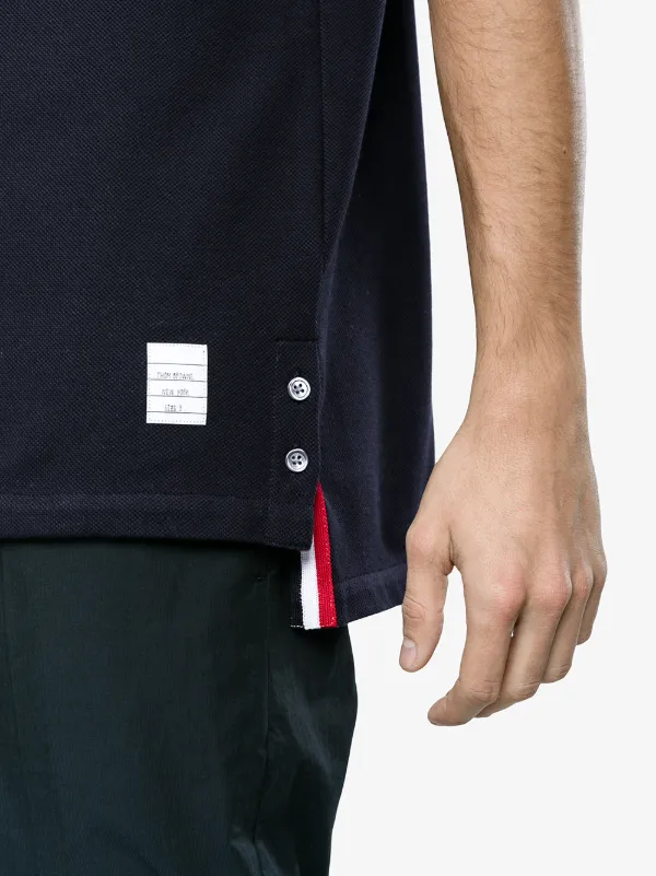 Thom Browne Center-Back Stripe Piqué Polo | Blue | FARFETCH GH