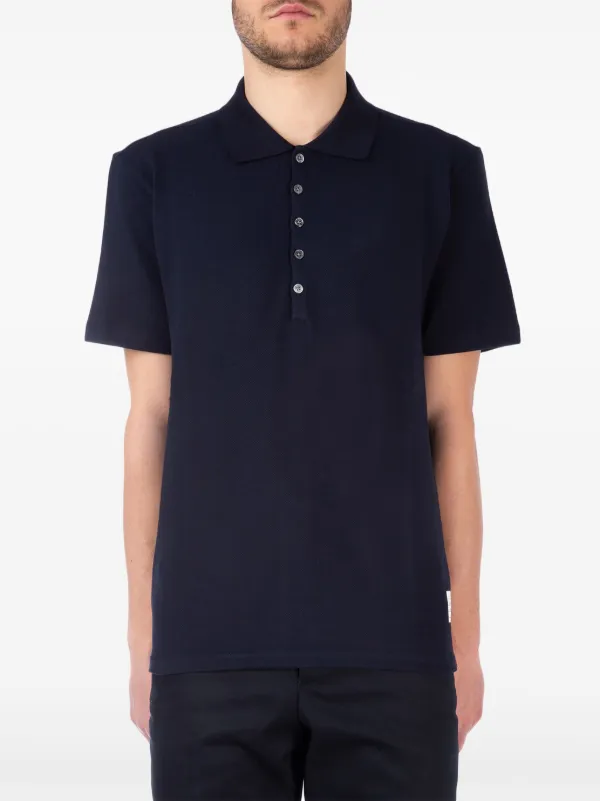 Thom Browne Center-Back Stripe Piqué Polo | Blue | FARFETCH