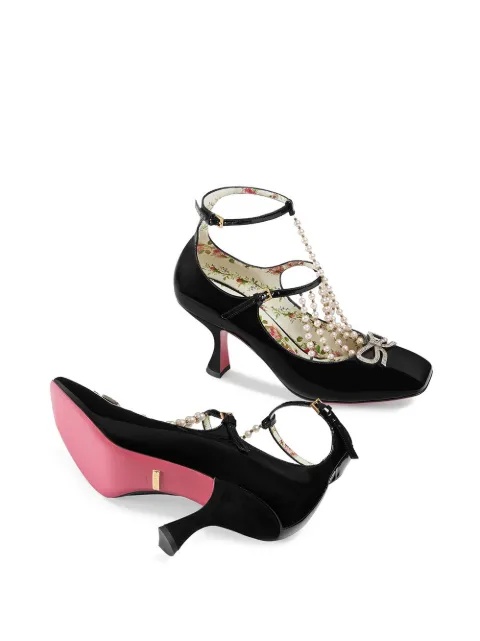 gucci pumps with pearls