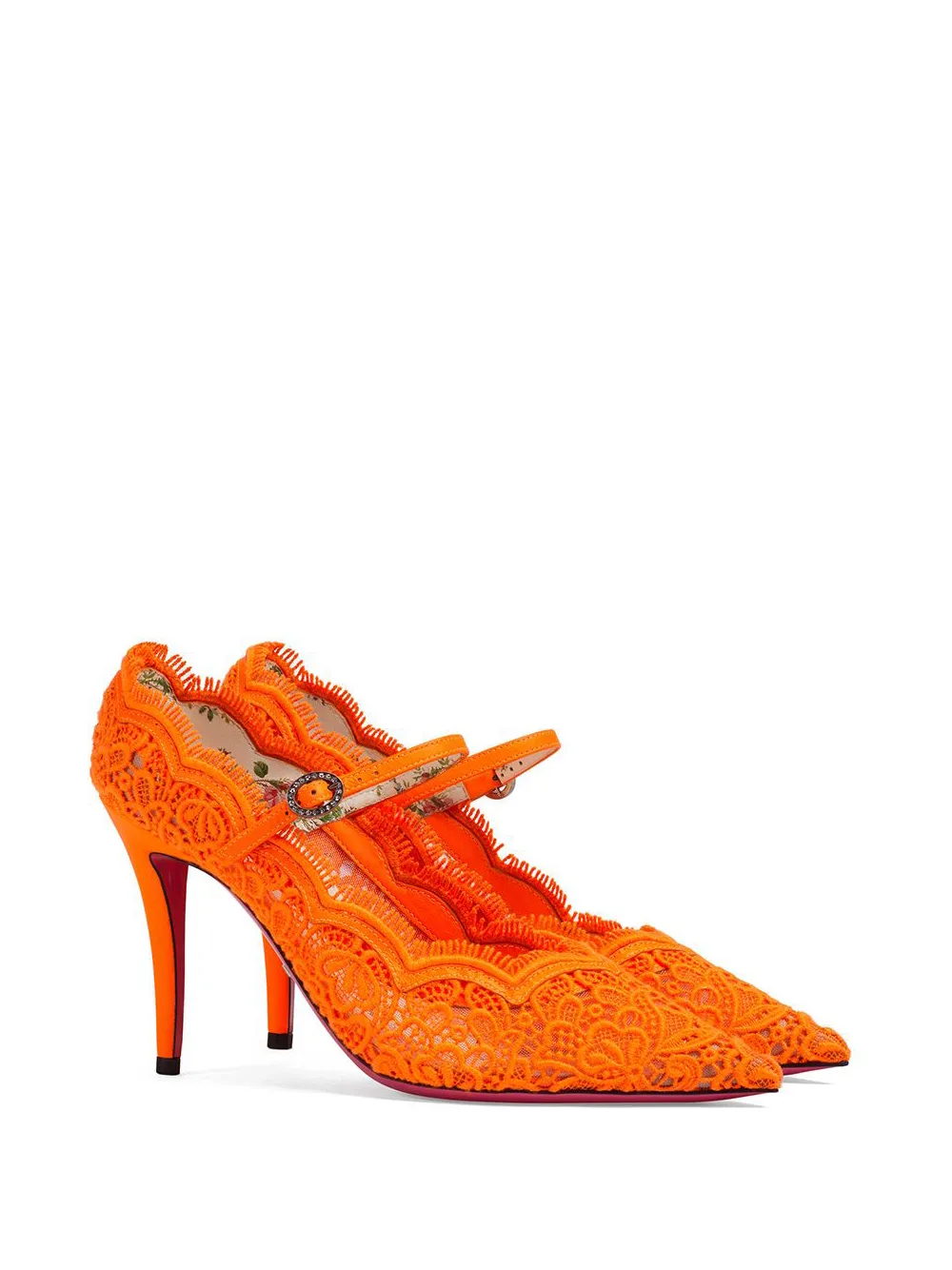 Gucci Orange Virginia 95 Lace Pumps Farfetch