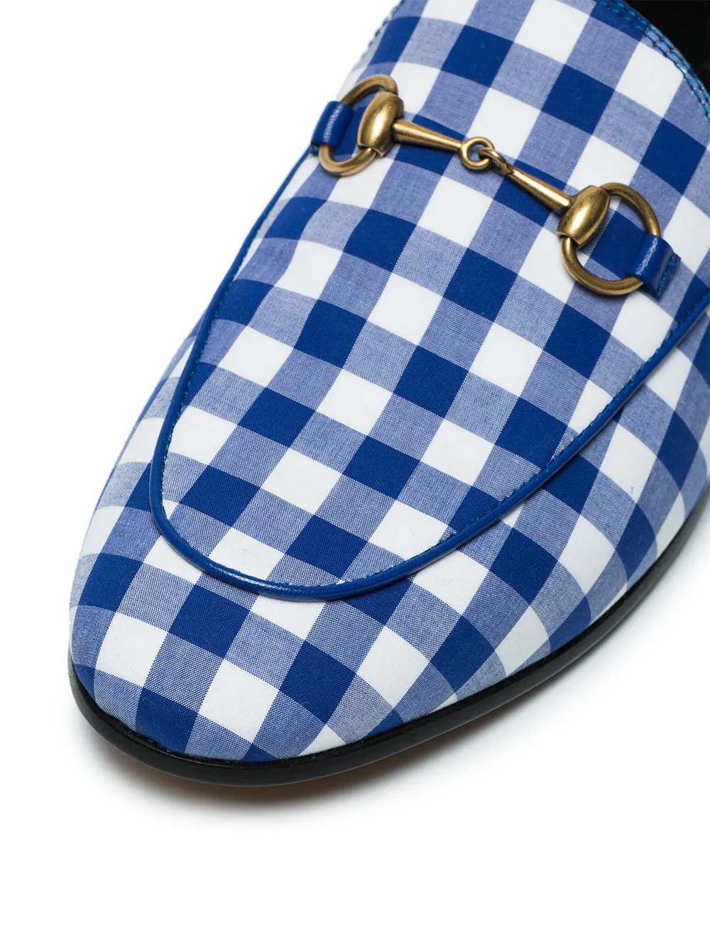 Gucci Blue Gingham Jordaan loafers Blauw