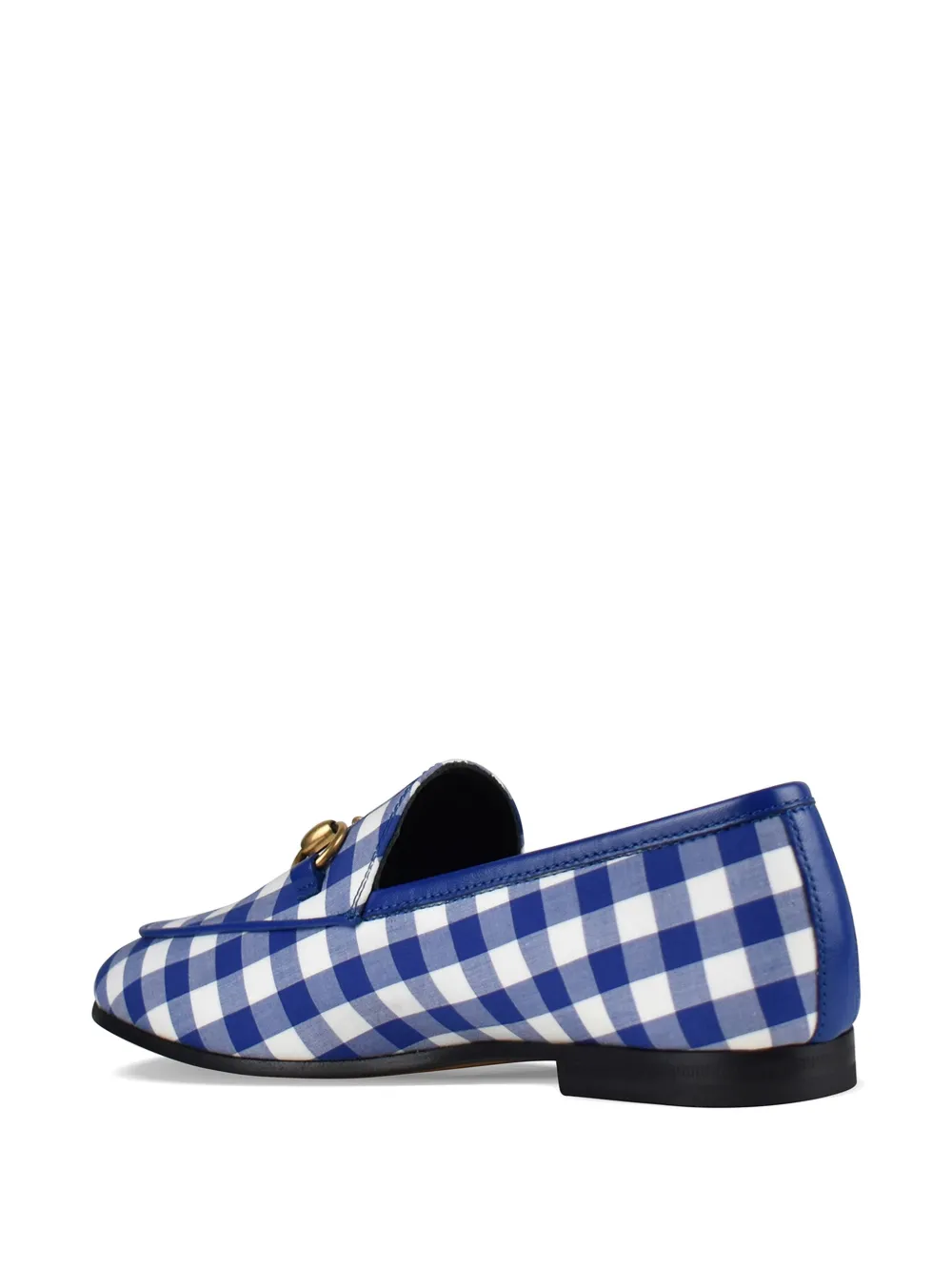Gucci Blue Gingham Jordaan loafers Blauw
