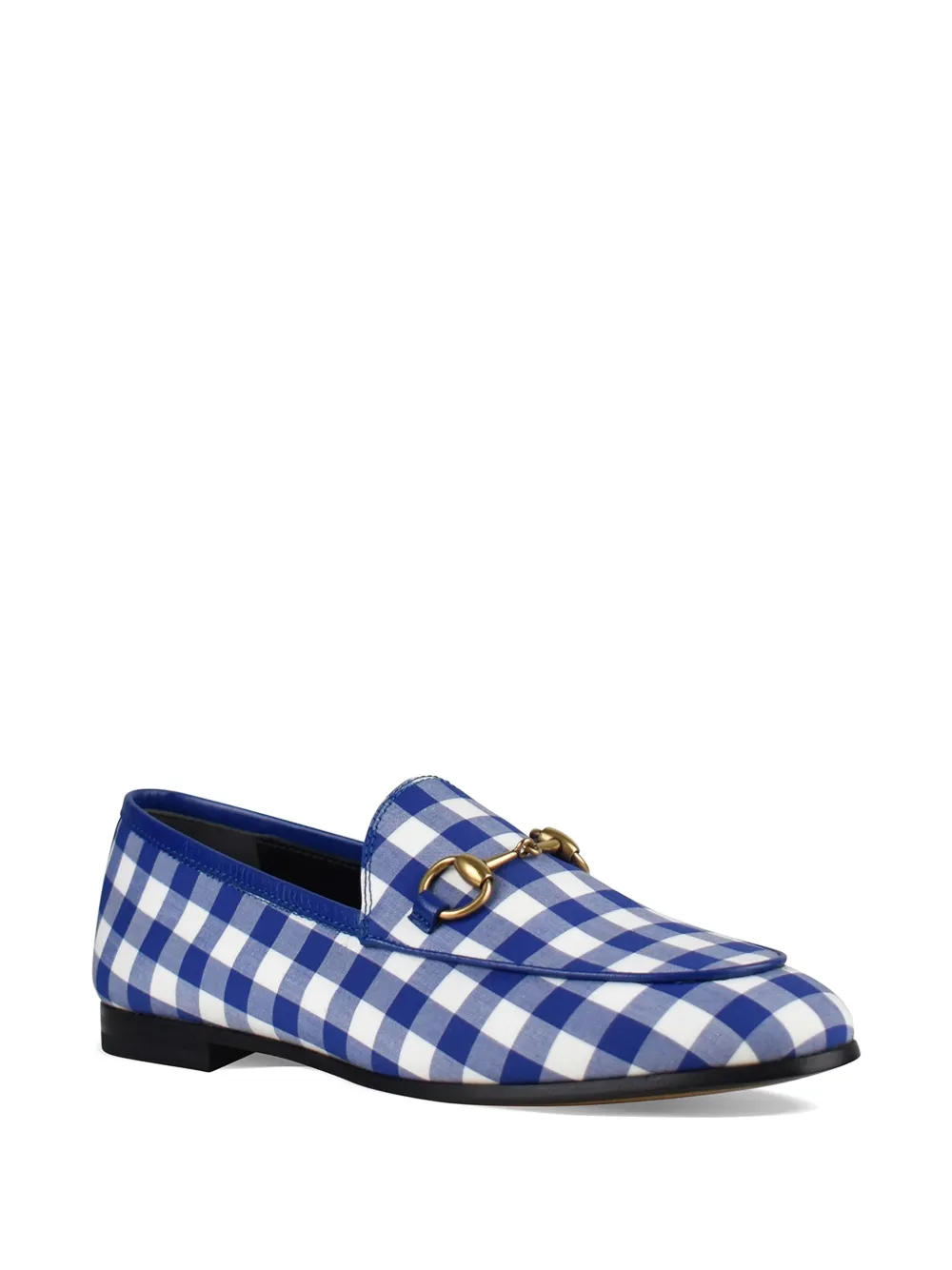 Gucci Blue Gingham Jordaan loafers Blauw