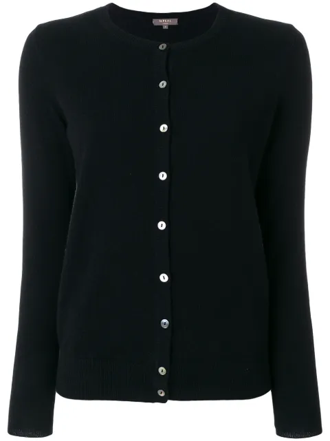 N.Peal round neck contrast button cardigan