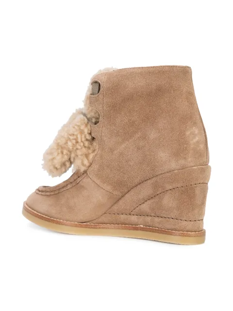 shearling wedge boots