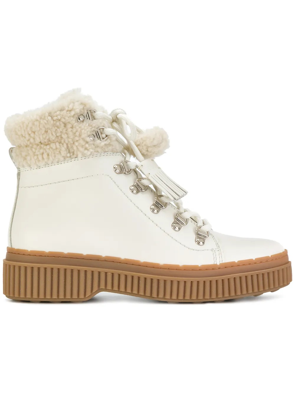 Tod's shearling-trimmed ankle boots Wit