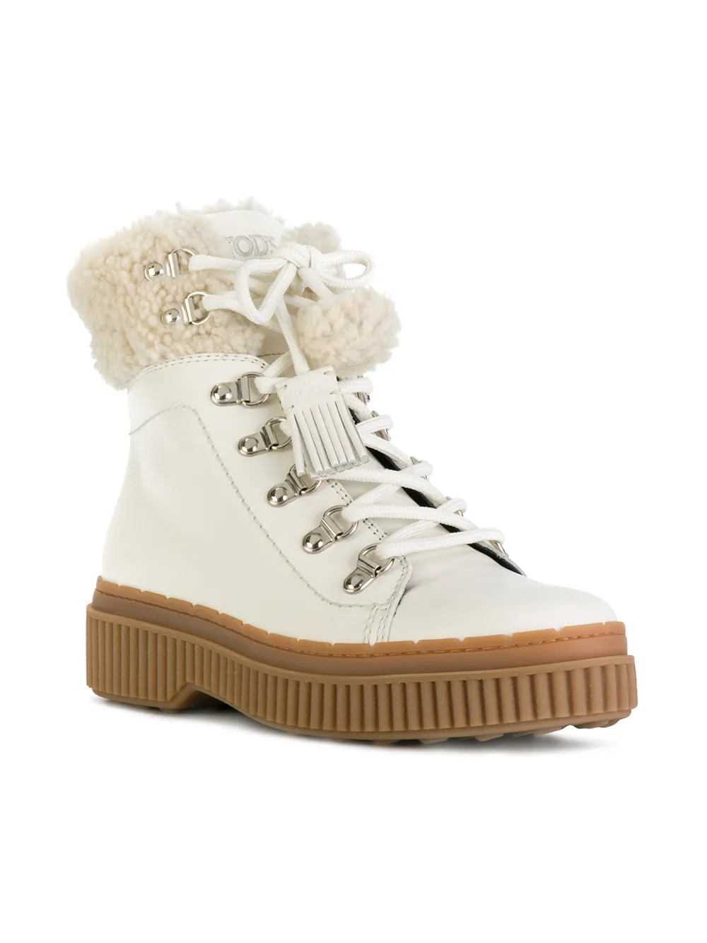 Tod's shearling-trimmed ankle boots Wit