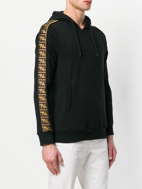 Shop black Fendi logo panel hoodie with 