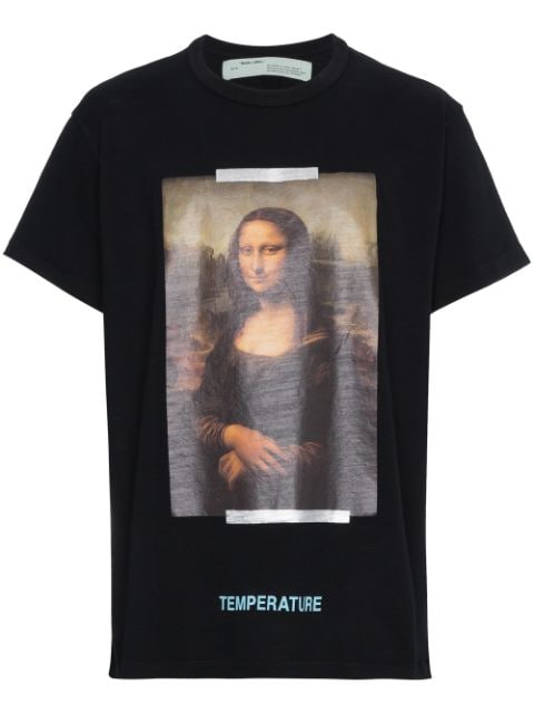 Off-White T-Shirt mit Mona-Lisa-Print