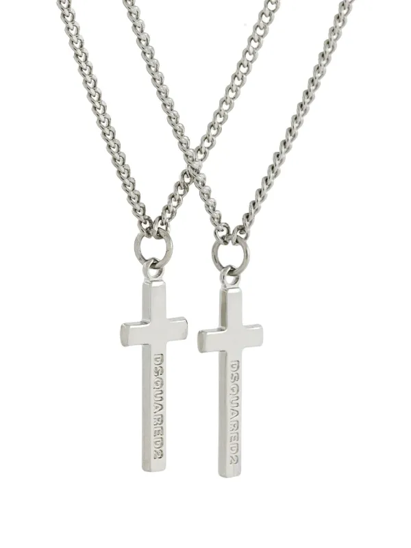 DSQUARED2 Double Cross Necklace | Metallic | FARFETCH CZ