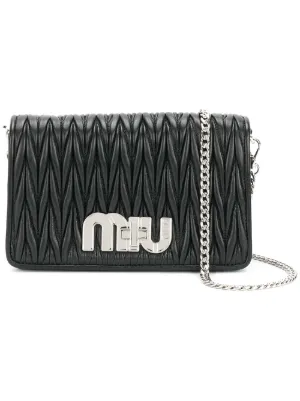Miu Bags For Women Farfetch Pleated Logo Shoulder Bag Permanent Collection