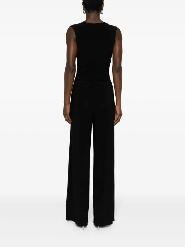 Norma Kamali Ruched V-neck Jumpsuit | Black | FARFETCH