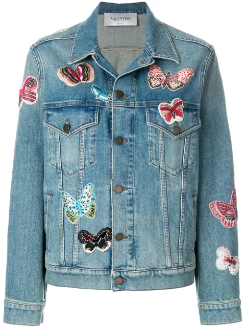 Valentino Garavani embroidered butterfly denim jacket