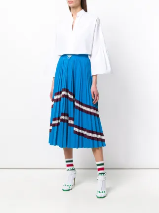 chevron pleated midi skirt展示图