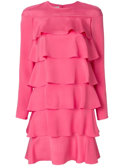 Click to view more detailed imagery on our partner's website Valentino Pink Ruffled Silk Cady Dress