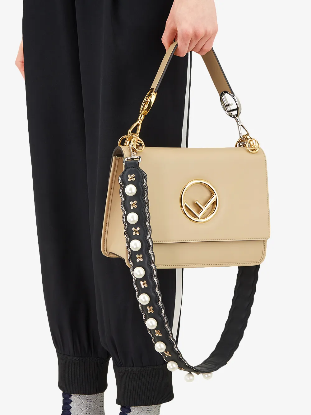 FENDI Heuptas met imitatieparels Zwart