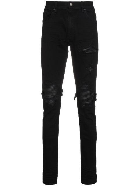 black amiri jeans with patches